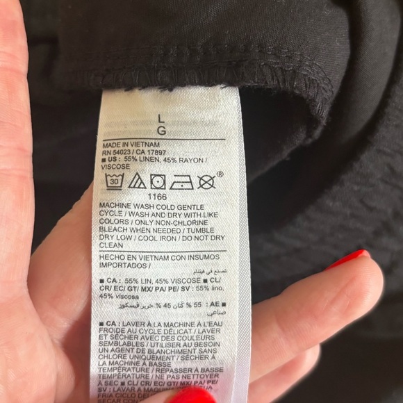 Old Navy Linen Blend Shorts Black Pockets Elastic L - Picture 3 of 4